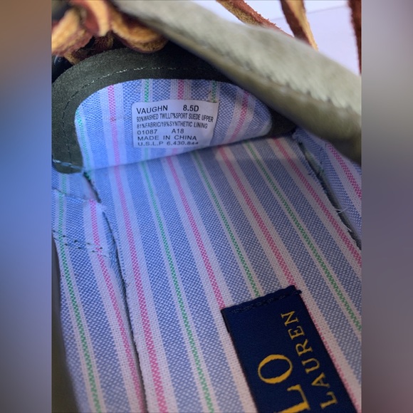 Polo Ralph Lauren Vaughn Men 8.5D Olive Green Twill Sneakers Low Top Shoes #0057 - Picture 4 of 9